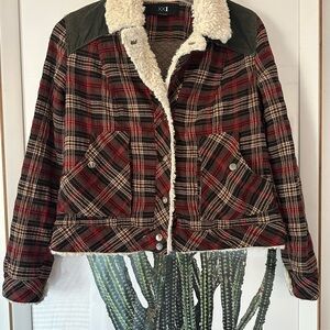 Vintage 2007 Plaid Sherpa-Lined Bomber Jacket